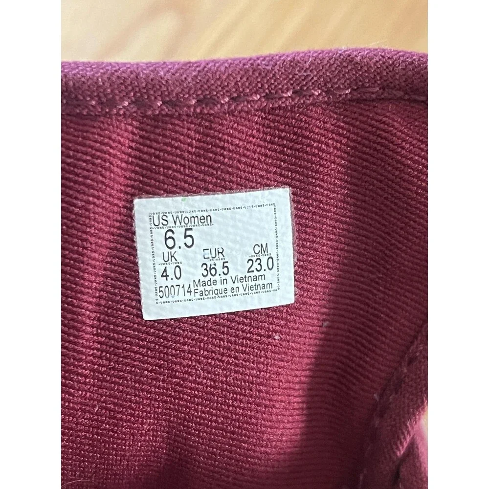 Vans Shoes Womens Size 6.5 Burgundy Canvas Low Top Skate Sneakers Casual